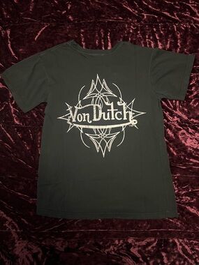 Von Dutch VINTAGE BLACK & WHITE DISTRESSED CHOPPER TEE